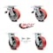 Service Caster 6 Inch Red Poly on Cast Iron Caster Set with Ball Bearing 2 Brakes 2 Swivel Lock SCC-TTL30S620-PUB-RS-2-BSL-2 - alternate 2